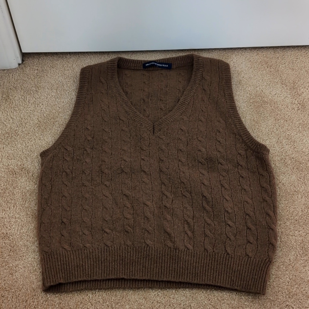 Brandy Melville Cropped Wool Sweater Vest One Size